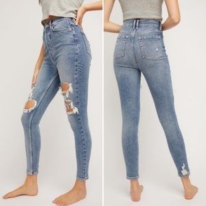 Free People We The Free Phoenix Distressed High Rise Jeans Blue 26
